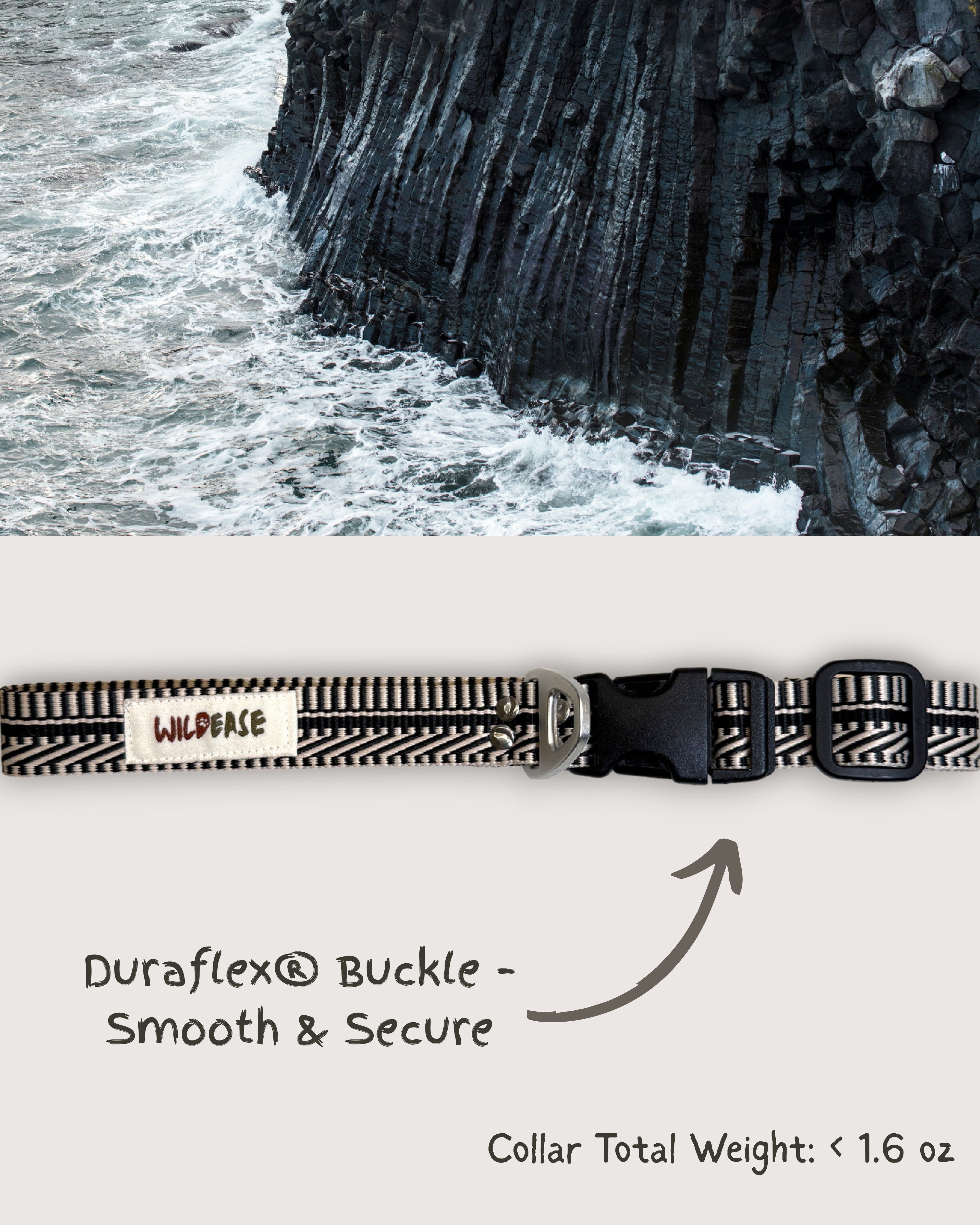 Basalt Cliff - Handmade Lightweight Dog Collar