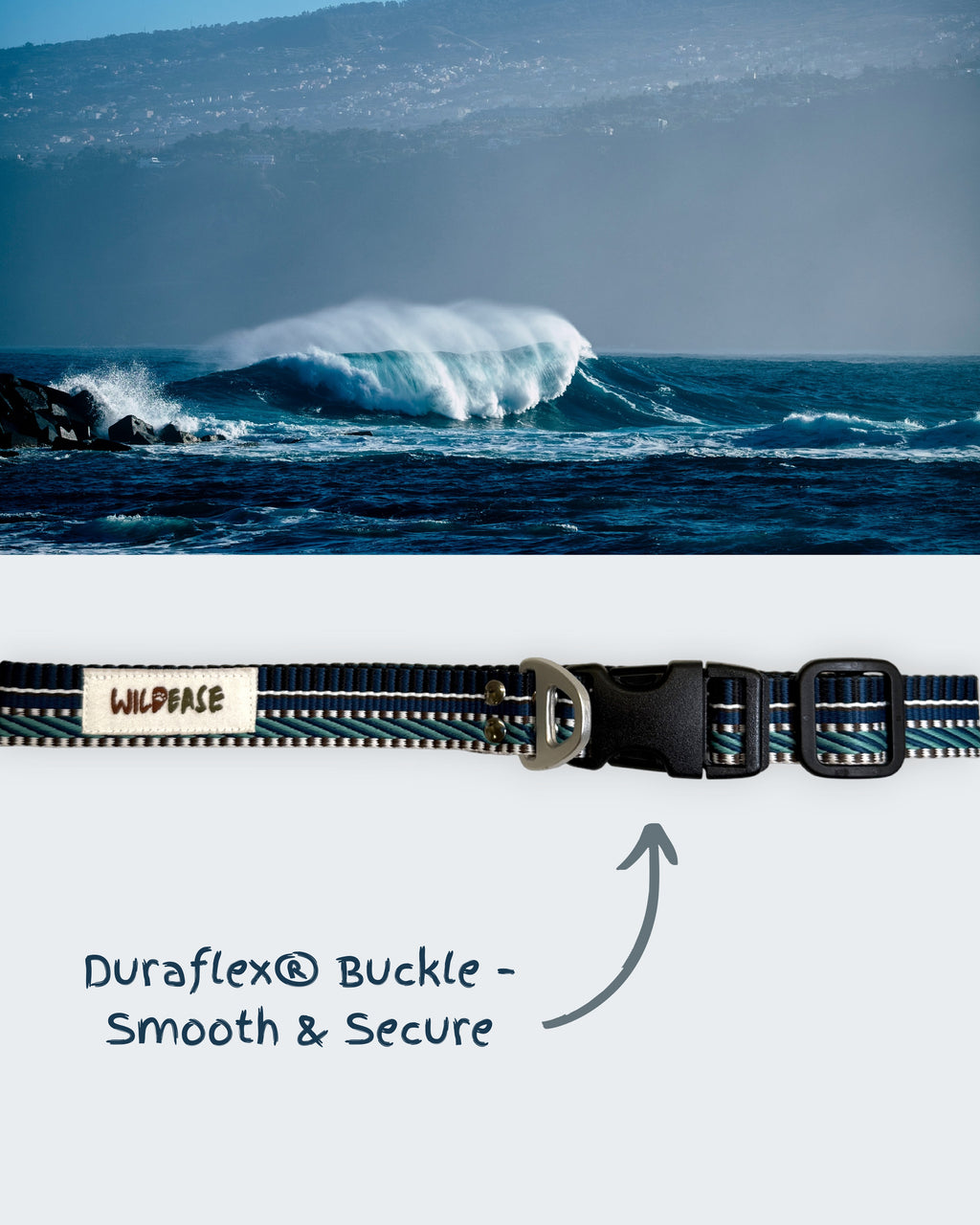 Azure Wave - Handmade Lightweight Dog Collar