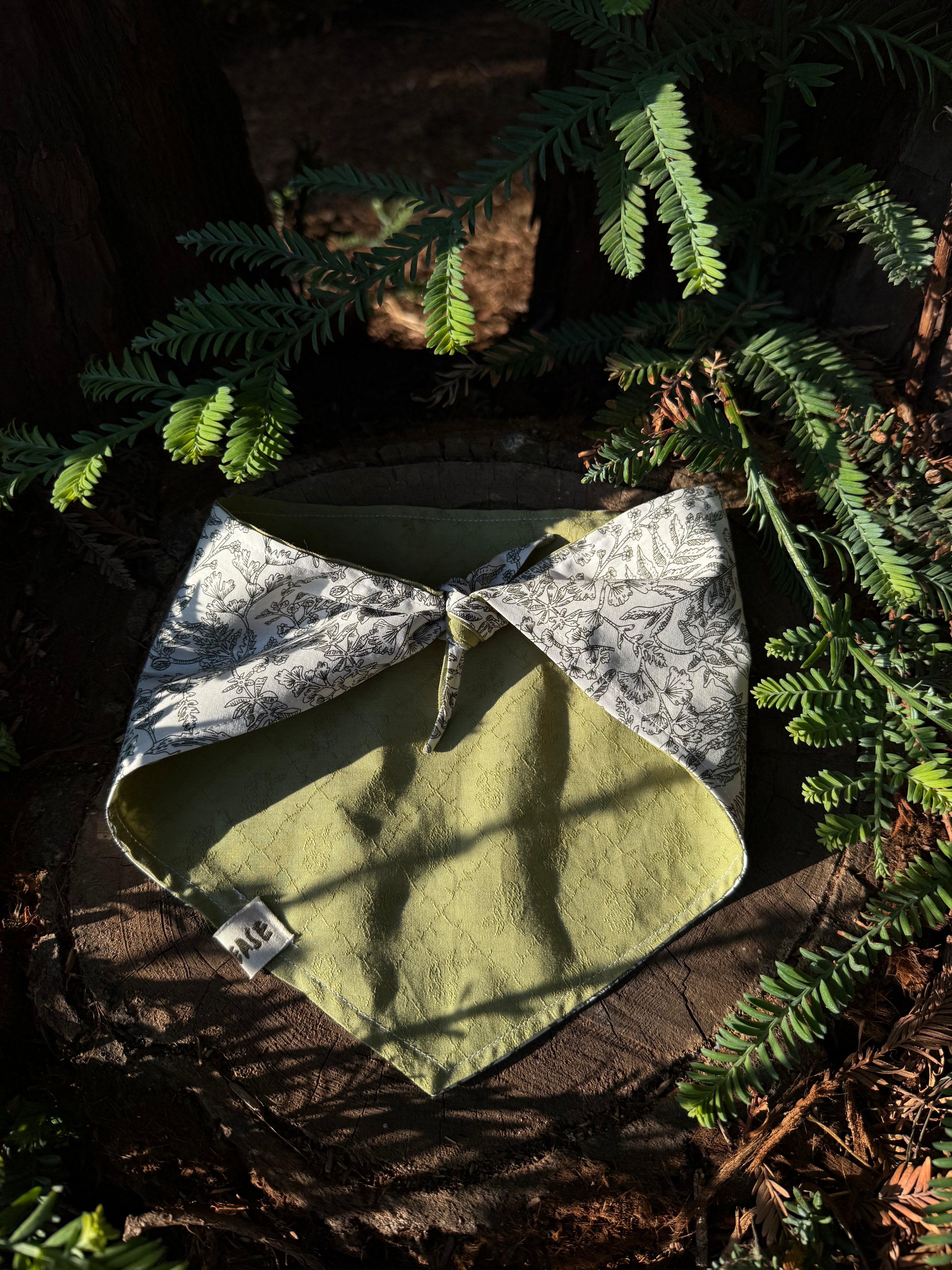 Olive & Coral - Reversible Cotton Dog Bandana