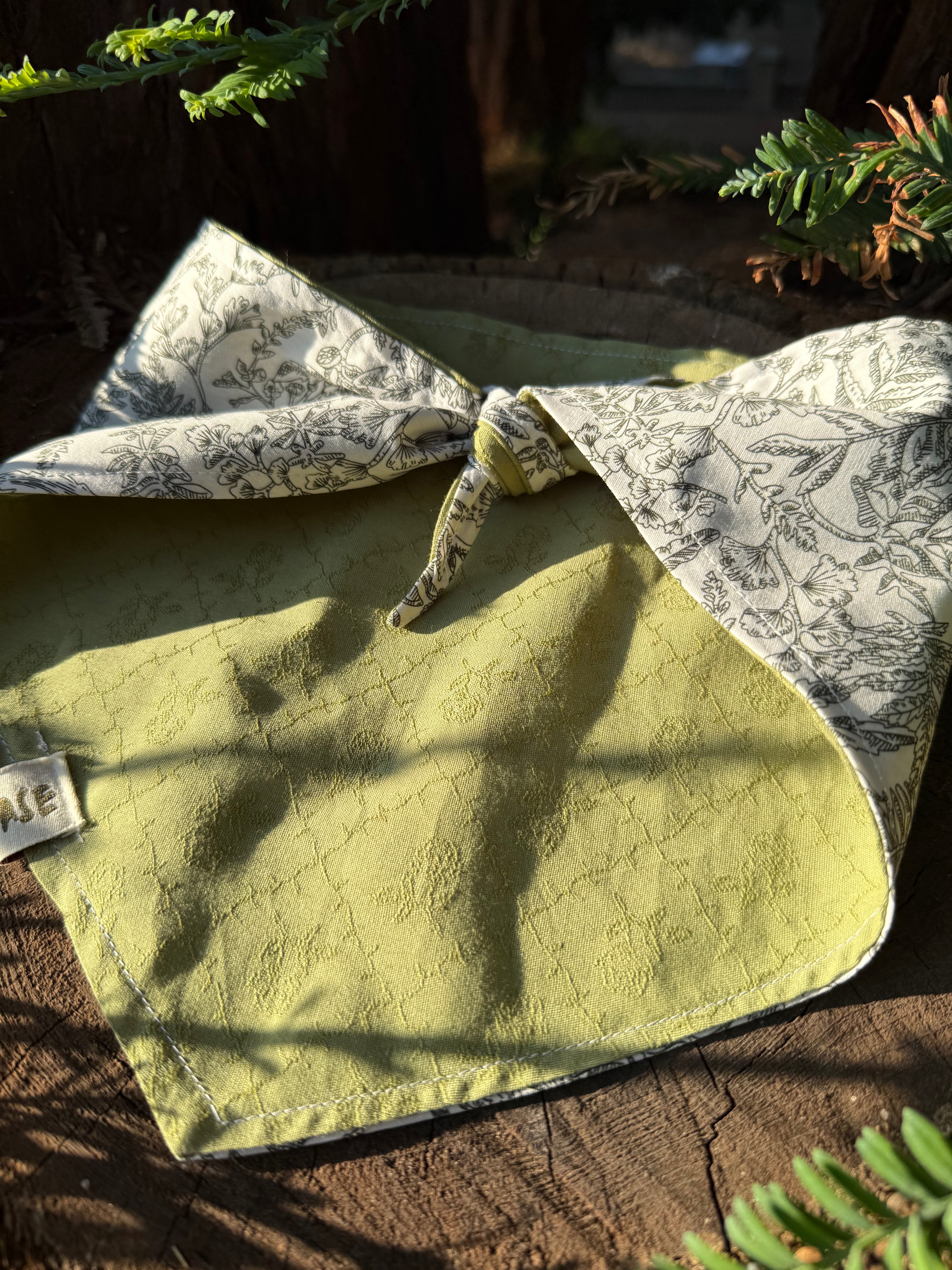 Olive & Coral - Reversible Cotton Dog Bandana